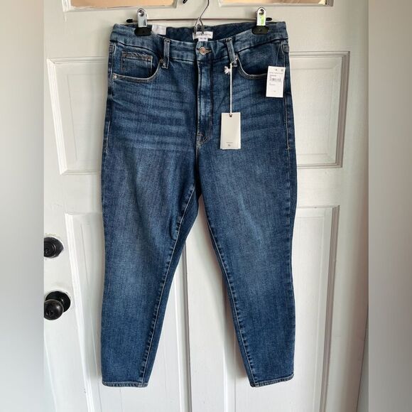 Nwt Anthropologie good American good waist crop blue jeans - Picture 3 of 7